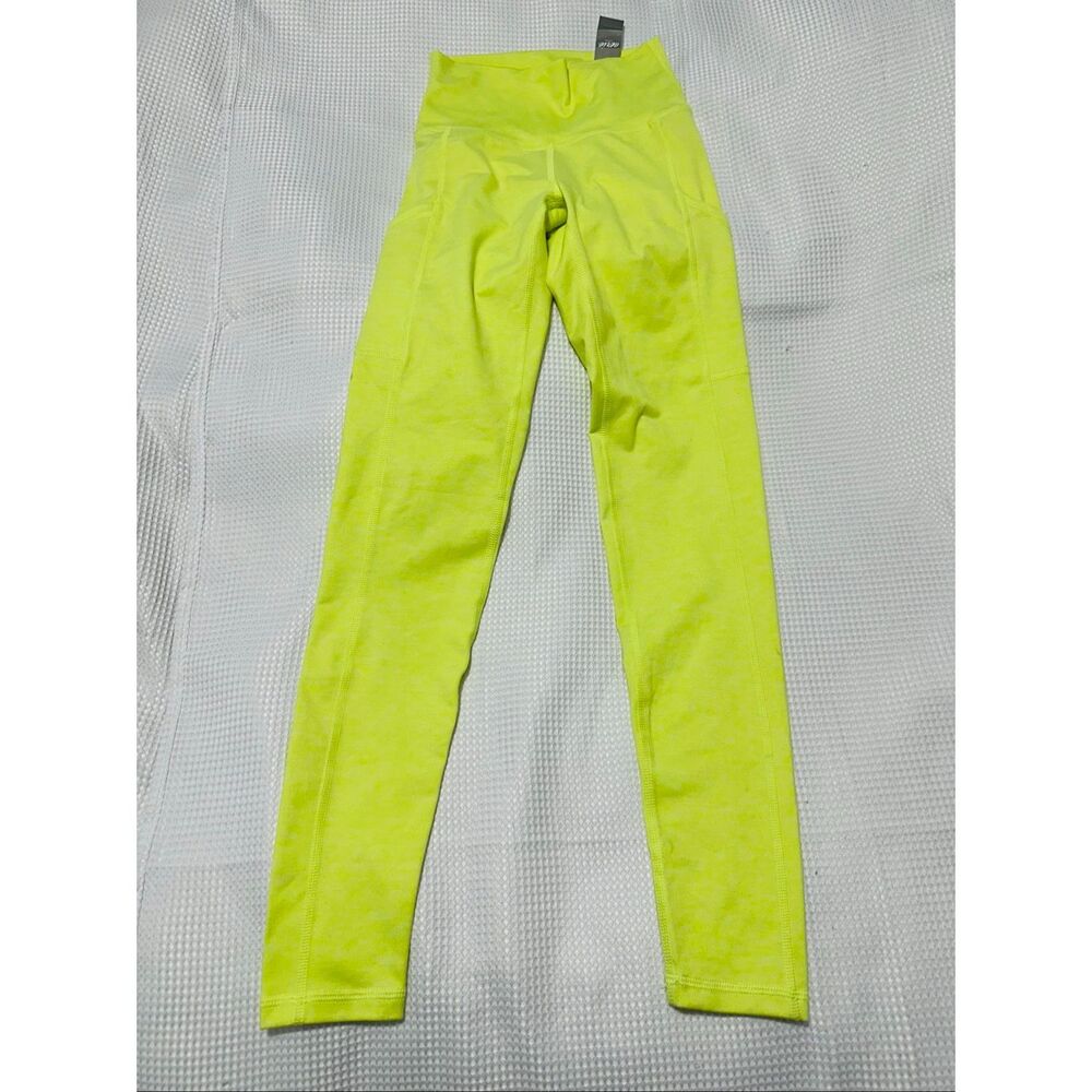 aerie offline Womens leggings XS Bright Green Hi Rise w/cell phone pockets A832